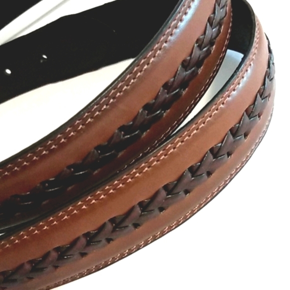 HAZELNUT BROWN FIVE HOLE LEATHER BELT SIZE 38 EUC - Picture 2 of 5